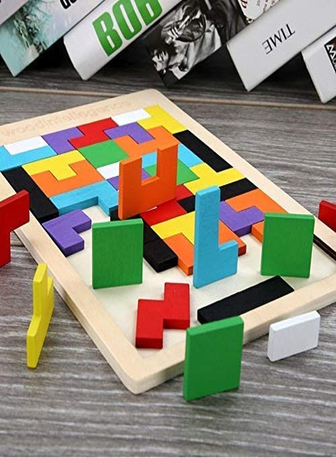 KRISHTI Mini Travel Puzzles for Kids, Wood Intelligence Brain Games Blocks Teasers Educational Toy Childrens Board Game 40 Pcs Puzzle Indoor Outdoor Boys Girls Jigsaw Toy Gift Kids 3 4 5 6 7 Years Old - Image 4